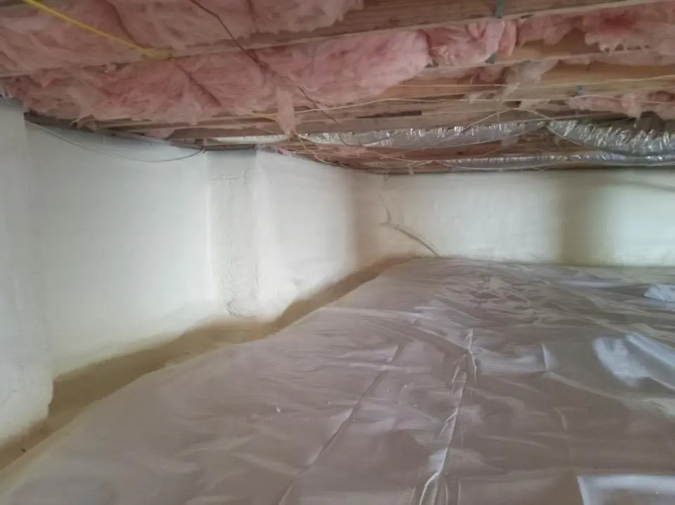Crawl space encapsulation with closed-cell spray foam for Storm Damage Roof Repair in Delta